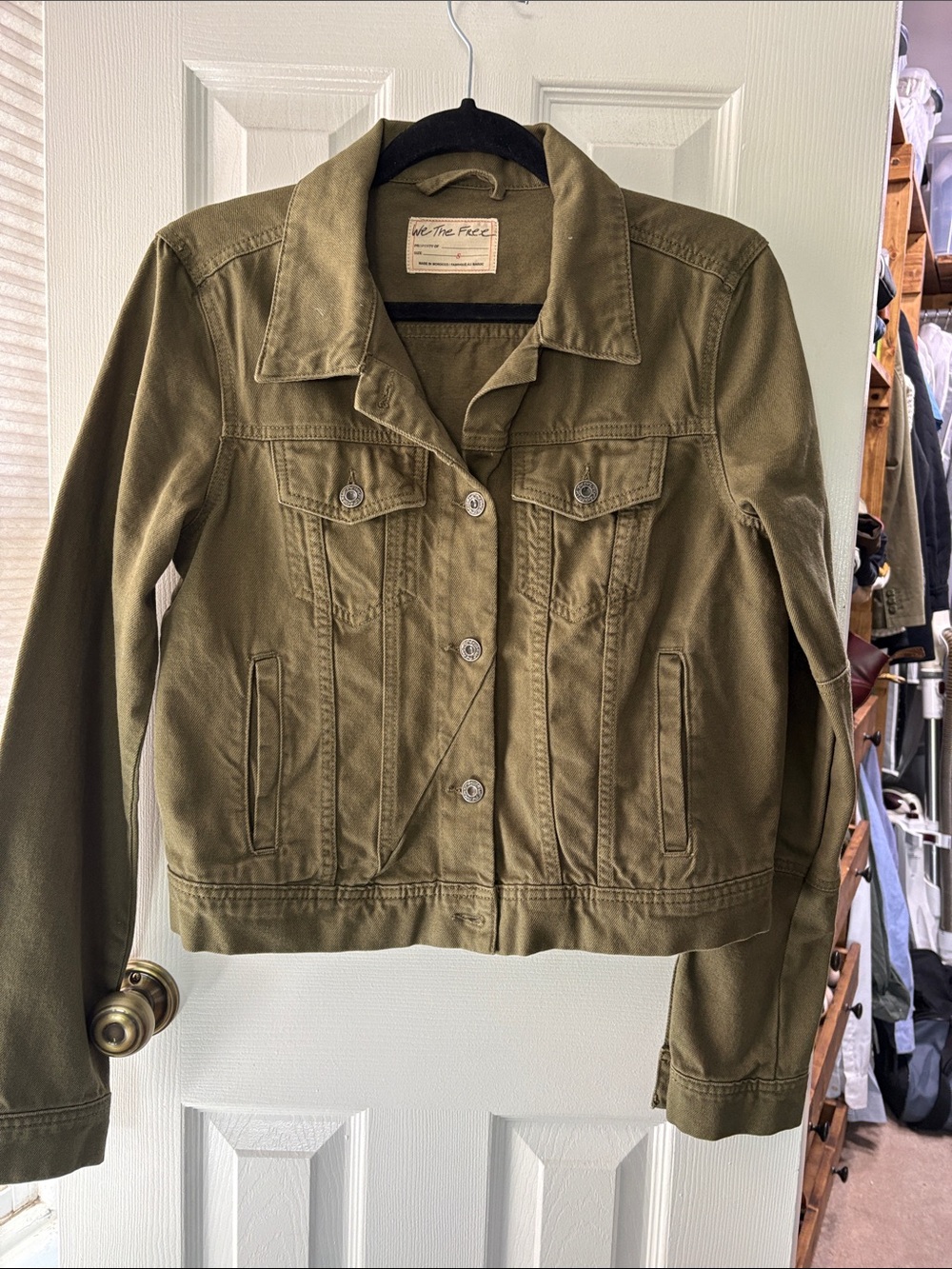 We The Free Olive Utility Cotton Jean Jacket